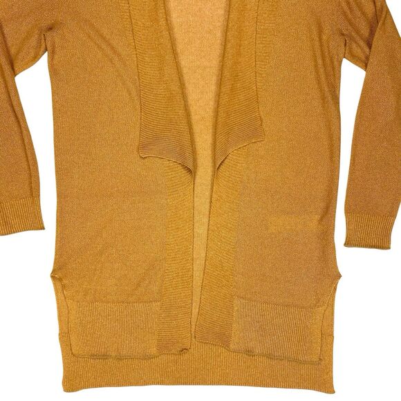 Massimo Dutti Open Knit Cardigan Womens M Gold Brown Lightweight Preppy Sweater - Picture 3 of 15